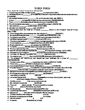Bài tập Word form Lớp 11